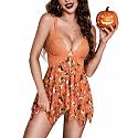 ADOME Lingerie for Women Front Closure Lace Babydoll Chemise with Thong