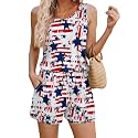 ADOME Rompers for Women Summer Sleeveless Scoop Neck Tank Top Casual Short Jumpsuit Rompers with Pockets
