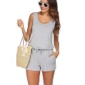 ADOME Rompers for Women Summer Sleeveless Scoop Neck Tank Top Casual Short Jumpsuit Rompers with Pockets