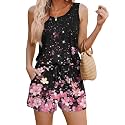 ADOME Rompers for Women Summer Sleeveless Scoop Neck Tank Top Casual Short Jumpsuit Rompers with Pockets