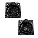 Adonai Hardware 3" "Adonikam Antique Cast Iron Ring Drop Pull (Supplied as 2 Pieces per Pack) - Matte Black