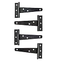 Adonai Hardware Makheloth Antique Iron Light Duty T-Hinge (4 Inch x 4pack, Black Powder Coated)