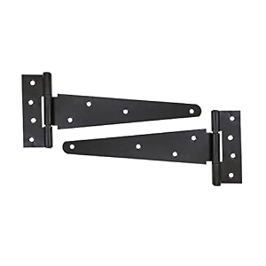 adonai hardware makheloth antique wrought iron heavy duty strap t-hinge 1234 x 2 pack black powder coated for barn doors gates kitchen cabinets sheds wooden box furniture chest and trunks