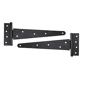 adonai hardware makheloth antique wrought iron heavy duty strap t-hinge 1434 x 2 pack black powder coated for barn doors gates kitchen cabinets sheds wooden box furniture chest and trunks