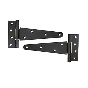 adonai hardware makheloth antique wrought iron heavy duty strap t-hinge 1034 x 2 pack black powder coated for barn doors gates kitchen cabinets sheds wooden box furniture chest and trunks