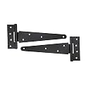 Adonai Hardware Makheloth Antique Wrought Iron Heavy Duty Strap T-Hinge (12" x 2 Pack, Black Powder Coated) for Barn Doors, Gates, Kitchen Cabinets, Sheds, Wooden Box, Furniture, Chest and Trunks