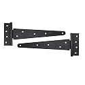 Adonai Hardware Makheloth Antique Wrought Iron Heavy Duty Strap T-Hinge (14" x 2 Pack, Black Powder Coated) for Barn Doors, Gates, Kitchen Cabinets, Sheds, Wooden Box, Furniture, Chest and Trunks