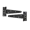 Adonai Hardware Makheloth Antique Wrought Iron Heavy Duty Strap T-Hinge (10" x 2 Pack, Black Powder Coated) for Barn Doors, Gates, Kitchen Cabinets, Sheds, Wooden Box, Furniture, Chest and Trunks