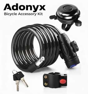 adonyx cycle bell with bike cable locks with 2 keys weatherproof heavy duty cycle lock