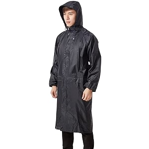 Mens Polyester Double-Layer Long Raincoat Poncho with