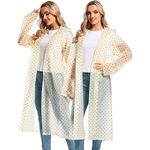 women39s solid polyester double layer long ponchu raincoat