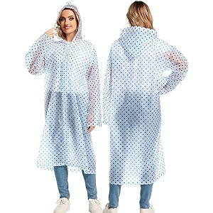 women39s solid polyester double layer long ponchu raincoat