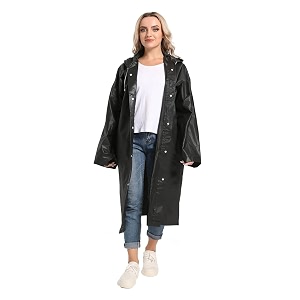 women39s solid polyester double layer long ponchu raincoat