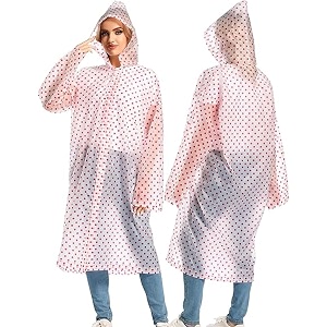 women39s solid polyester double layer long ponchu raincoat