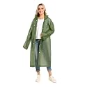 Women's Solid Polyester Double Layer Long Ponchu Raincoat
