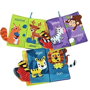 adore baby cloth books toys touch and feel crinkle cloth books for babies infants amp toddler gifts for boys amp girls land animals green