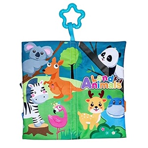 adore baby cloth books toys touch and feel crinkle cloth books for babies infants amp toddler early development interactive care gifts for boys amp girls land animals 20 multicolor