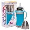 Adore SOI Stainless Steel Straw Bottle with Sleeve with Handle 250ml (Blue)