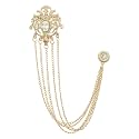 Adorn 5 Layers Floral Chain Brooch with Glittering Rhinestone Sherwani/Kurta Brooch for Mens (PAB1940PR)