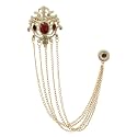 Adorn 5 Layers Floral Chain Brooch with Glittering Rhinestone Sherwani/Kurta Brooch for Mens (PAB1940PR)