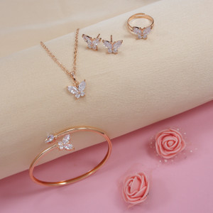 adorn brass gold-plated rose gold jewel set pack of 1