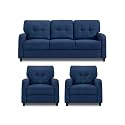 Adorn India Astor 3+1+1 5 Seater Sofa Set (Blue) (3 Year Warranty)
