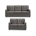Adorn India Astor 3+2 5 Seater Sofa Set (Grey) (3 Year Warranty)