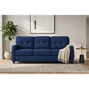 adorn india astor 3 seater sofa blue 3 year warranty