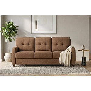 adorn india astor 3 seater sofa camel 3 year warranty