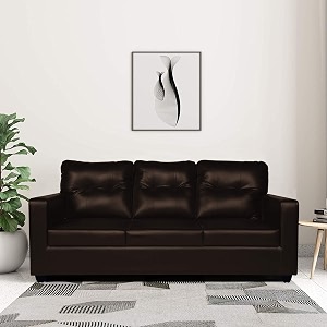 adorn india astor leatherette 3 seater sofa brown 3 year warranty
