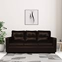 Adorn India Astor Leatherette 3 Seater Sofa (Brown) (3 Year Warranty)