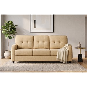 adorn india astor 3 seater sal sofa beige 3 year warranty