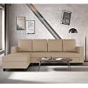 Adorn India Chandler Plain L Shape 6 Seater Sofa Set Lhs (Beige) (3 Year Warranty)