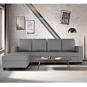 Adorn India Chandler Plain L Shape 6 Seater Sofa Set Lhs (Grey) (3 Year Warranty)