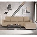Adorn India Chandler Plain L Shape 6 Seater Sofa Set RHS (Beige) (3 Year Warranty)