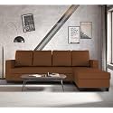 Adorn India Chandler Plain L Shape 6 Seater Sofa Set RHS (Brown) (3 Year Warranty)