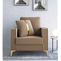 Adorn India Premium Chandler - 3 Years Warranty - 1 Seater Sofa Velvet Suede Fabric - Beige