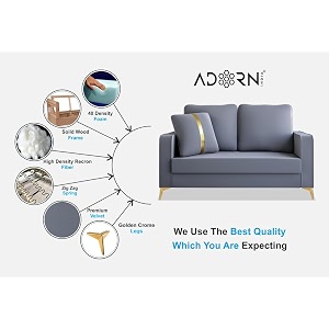 adorn india premium chandler - 3 years warranty - 2 seater sofa velvet suede fabric - grey