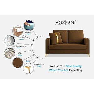 adorn india premium chandler - 3 years warranty - 2 seater sofa velvet suede fabric - brown