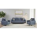 Adorn India Premium Chandler - 3 Years Warranty - 3+1+1 Sofa Set Velvet Suede Fabric - Grey
