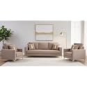 Adorn India Premium Chandler - 3 Years Warranty - 3+1+1 Sofa Set Velvet Suede Fabric - Beige
