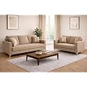 Adorn India Premium Chandler - 3 Years Warranty - 3+2 Sofa Set Velvet Suede Fabric - Beige