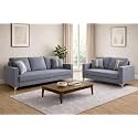 Adorn India Premium Chandler - 3 Years Warranty - 3+2 Sofa Set Velvet Suede Fabric - Grey