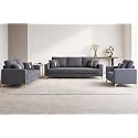 Adorn India Premium Chandler - 3 Years Warranty - 3+2+1 Sofa Set Velvet Suede Fabric - Grey