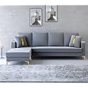 Adorn India Premium Chandler - 3 Years Warranty - L Shape 5 Seater Sofa Set -LHS- Velvet Suede Fabric - Grey