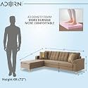 Adorn India Premium Maddox Tufted- 3 Years Warranty - L Shape 5 Seater Sofa Set -LHS-Velvet Suede Fabric - Beige