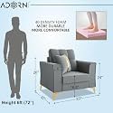 Adorn India Premium Maddox Tufted - 3 Years Warranty - 1 Seater Sofa Velvet Suede Fabric - Grey