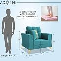 Adorn India Premium Maddox Tufted - 3 Years Warranty - 1 Seater Sofa Velvet Suede Fabric - Aqua Blue