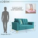 Adorn India Premium Maddox Tufted - 3 Years Warranty - 2 Seater Sofa Velvet Suede Fabric - Aqua Blue