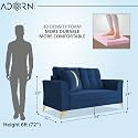 Adorn India Premium Maddox Tufted - 3 Years Warranty - 2 Seater Sofa Velvet Suede Fabric - Blue